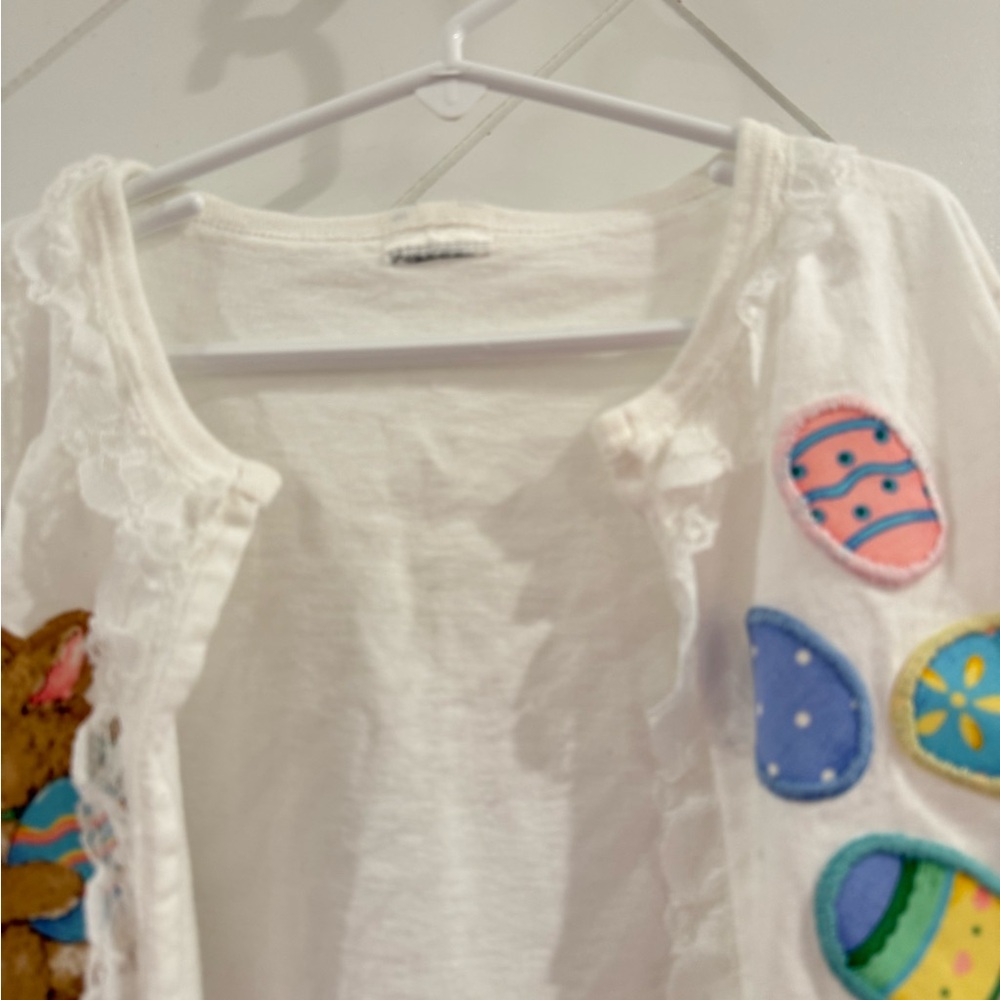Pristine Handmade Vintage Easter Appliqué Cardigan Heirloom Fits Girls 5–6 - Picture 3 of 7
